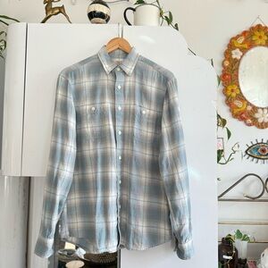 Blue Plaid Button Up Long Sleeve Shirt